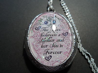  THE LOVE BETWEEN A MOTHER AND HER SON IS FOREVER LOCKET 26" CHAIN - Image 1 of 4