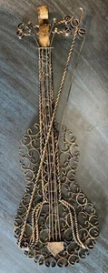 Wrought Iron, Scrolled, Distressed Gold-Tone, Fiddle Decor - Picture 1 of 9