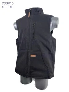 Men Sandstone Canvas Thermal Lined Work Duck Vest Industrial Winter Vest - Picture 1 of 8