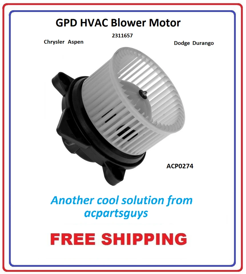 NUEVO MOTOR SOPLADOR GPD HVAC PARA CHRYSLER ASPEN DODGE DURANGO 5061381AA 2311657 Foto 1 de 1