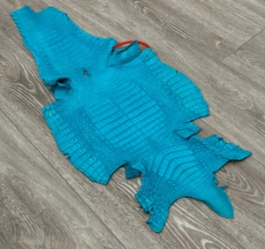 Turquoise Genuine Caiman Crocodile belly Hide Leather Skin Gator Croc 505 - Picture 1 of 4