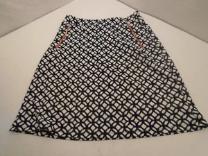 Le Lis Womens Skirt Size M Black White red Faux Zippers Stretch Knit Lined USA - Picture 1 of 5