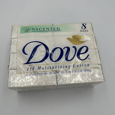 8 Jabón en barra sin perfume DOVE de colección 1/4 palanca hidratante 4,75 oz hecho en Estados Unidos 1997 Foto 1 de 4