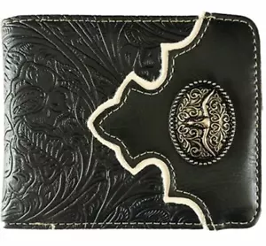 Longhorn Mens Wallet Western Bifold Style W090-14 Black - Picture 1 of 2