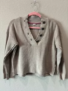 Daily Practice Anthropologie hellbrauner Pullover mit V-Ausschnitt Damen XS Relaxed Fit - Bild 1 von 3