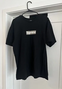Auténtica camiseta negra Supreme X Burberry Box Logo para hombre talla grande - Imagen 1 de 2