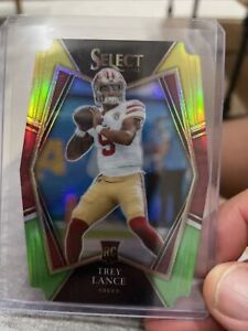 2021 Select Trey Lance Premier Level Green Yellow Die Cut Prizm Rookie RC #145