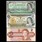 Lot de 3 billets de banque UNC Canada 1867-1967, 1973, 1986 1 $ 2 $ comme neuf