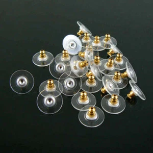 11.5mm x 6mm gold plated comfort ear clutch/ earring backs, 100 pcs (50 pair) - Picture 1 of 2