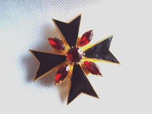 Broche prendedor vintage negro y rojo firmado Robert Rose - Imagen 1 de 4