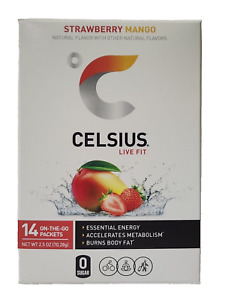 Celsius Live Fit On The Go Packets Mango Strawberry. 14 Packets Exp 07/2025