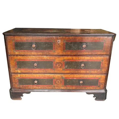 18th C. Continental Faux Painted Chest of Drawers Cover
