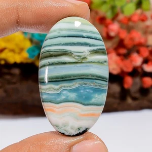 43 Ct Natural Oval Saturn Chalcedony Cabochon Gemstone Pendant Making 39X23X5 mm - Picture 1 of 2