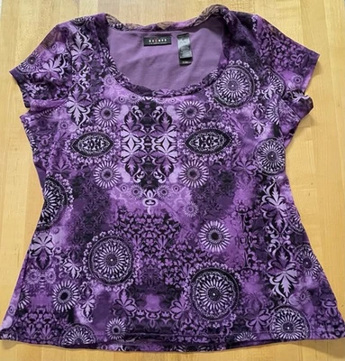 Camisa AXCESS Talla XL Púrpura Grunge Punk Festival Forrada AOP Floral Hippie Foto 1 de 4