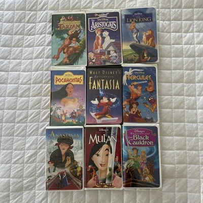 DISNEY Movies Lot 9 VHS Cartoon Clamshell Case Pocahontas Mulan Tarzan Tested - Image 1 of 4