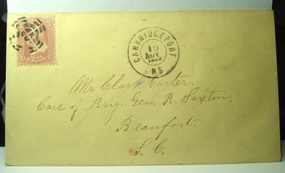 Civil War GENERAL RUFUS SAXTON Cover BEAUFORT SC ~ MEDAL OF HONOR Historic Piece - Image 1 of 2