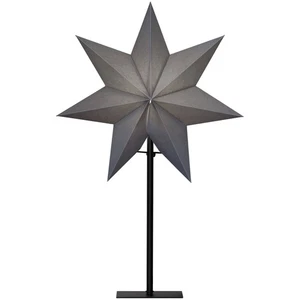 Tischlampe Weihnachtsstern Dekostern beleuchtet Papier in grau und Holz 55 cm - Bild 1 von 5