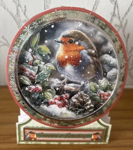 Hecho a mano 5"x4" Globo de nieve Invierno Robin Tarjeta de Navidad "Tweets de temporada" - Imagen 1 de 4