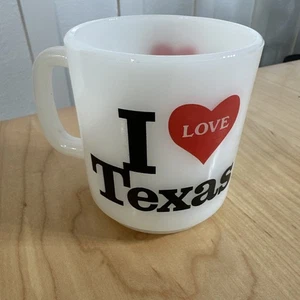 “I Love Texas” Coffee Cup Mug Vintage Made USA Glasbake Mik Glass Rare - Picture 1 of 3