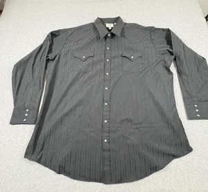 Camisa Ely Cattleman Para Hombres XXL Alta 3XLT Negra Perla A Presión Rayas Vaquero Botón - Imagen 1 de 7
