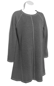 J. JILL SCHWARZ & GRAU GESTREIFTES LANGARM STRETCHKLEID AUS BAUMWOLLMISCHUNG, GRÖSSE SMALL - Bild 1 von 5