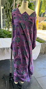 Dress Sultana Adini Mystic print batik Purple cotton Rayon Kaftan Maxi Boho Rare - Picture 1 of 9