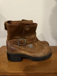 Stivali donna Harley Davidson pelle marrone marrone marrone stile moto 82025 taglia 7 - Foto 1 di 6