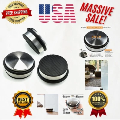 Elegante paquete de 3 tapones de puerta - acero inoxidable con peldaños antideslizantes, 4”x1,85” Foto 1 de 4