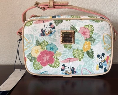 Disney Aulani Dooney & Bourke Mickey Minnie Mouse Hibisco Rosa Cámara Bolso B Foto 1 de 4