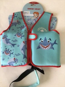 Lifeguard Children Swim vest Turquoise blue sharks M/L 33-55 lbs NWT - Picture 1 of 7