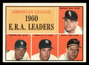 1961 Topps 1960 E.R.A. LEADERS #46 EX-MT BAUMANN/BUNNING/DITMAR/BROWN - Picture 1 of 2
