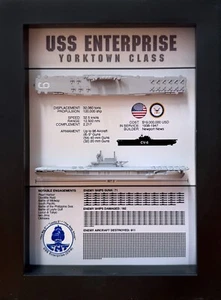 Enterprise CV-6, caja de exhibición conmemorativa, Marina de los EE. UU., portaaviones, negro - Imagen 1 de 5