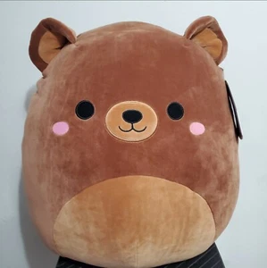 Squishmallow 16" Omar Teddy Bear Brown Pink Cheek Kellytoy Plush Easter gift toy - Picture 1 of 2