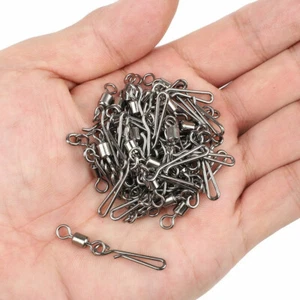 100Pcs Snap Tool Tackle Pins Line Connector Fishing Swivels Solid Rings - Picture 1 of 7