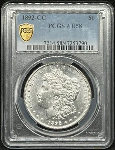 Dólar Morgan 1892-CC $1 GRADUACIÓN PROFESIONAL AU58 - Imagen 1 de 2