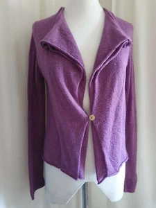 Size UK 12 White Stuff Purple Long Sleeved Linen Wool Blend Cardigan (AV26-13) - Picture 1 of 12