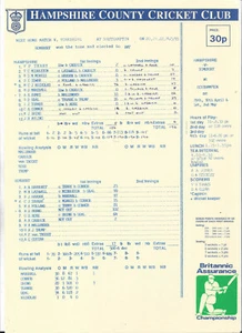 Cricket Scorecard 29 April 1993 - HAMPSHIRE v. SOMERSET (County Championship) - Picture 1 of 1