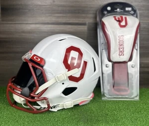 OKLAHOMA SOONERS Casco da calcio taglia intera Riddell SPEED Adult XL + COPRICAPO - Foto 1 di 11