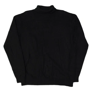 CALVIN KLEIN JEANS Mens Jumper Black Roll Neck Tight Knit Wool XL - Picture 1 of 6
