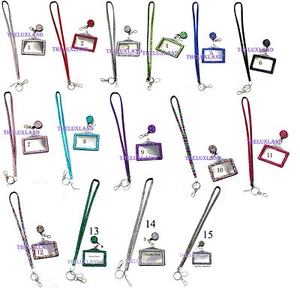 Strass einziehbare Abzeichenrolle, horizontaler Ausweishalter, Schlüsselband Kombi Set - Bild 1 von 18