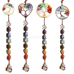 7 Chakra Gemstones Crystal Hanging Ornament Home Car Healing Reiki Meditation - Picture 1 of 19