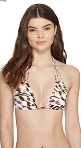 Vitamin A NWT Swimwear Jaydeh Braid Triangle Bikini Top Purple Black Multicolor - Picture 1 of 6