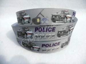 Police and Police Car 7/8" Grosgrain Ribbon ~YOUR CHOICE 5 or 10 Yard  - Picture 1 of 4