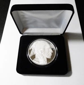 5 oz NEW BUFFALO ROUND + VELVET GIFT BOX!  ~ .999 SILVER ~ AIR-TITE HARD CASE! - Picture 1 of 6