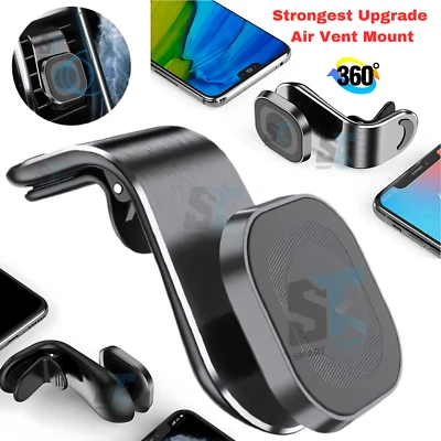 Universal Magnetic Car Air Vent Phone Holder In L-Type Clip Mount 360 Rotation - Image 1 of 4