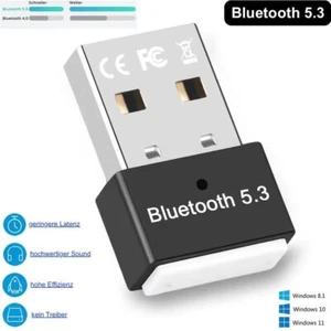 USB Bluetooth 5.3 Adapter PC Dongle Stick 20m Range PC Laptop Mouse Keyboard - Picture 1 of 5