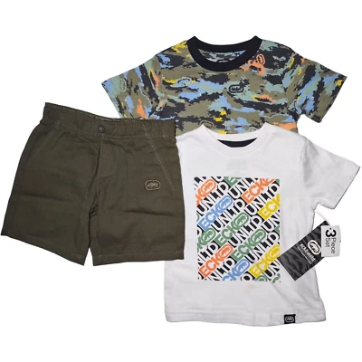 Ecko Unltd Bebé Niño 24 Mos 3 piezas Pantalones Cortos Camisa Conjunto Verde Blanco Camuflaje Foto 1 de 3