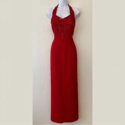 Maxi Vestido Formal Halter Rojo Alyce Designs Para Mujer Talla 8 Foto 1 de 4