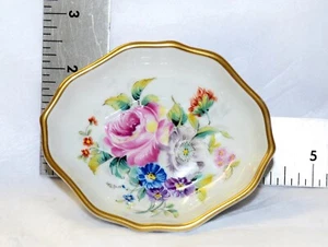 Vintage Roses Gold Rim Limoge France Open Trinket Dish 4.5" x 3" - Picture 1 of 2