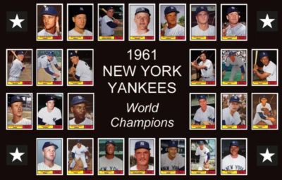 1961 NEW YORK YANKEES POSTER World Series Team Mickey Mantle Decor Xmas Gift 61 - Image 1 of 2